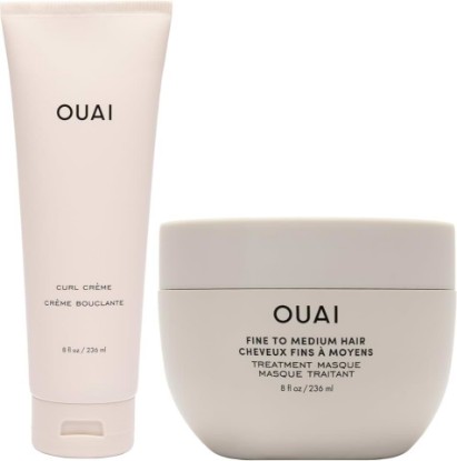 Picture of OUAI Curl Definition & Repair Duo - Curl Defining Cream (8 oz), Fine to Medium Hair Treatment Masque (8 Fl Oz), Frizz Control, Hydration & Shine