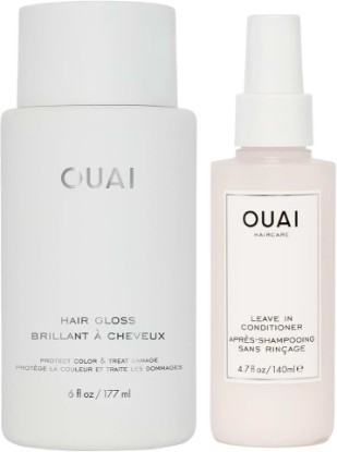 Picture of OUAI Detangle + Shine Bundle - Includes Leave-In Conditioner + Hair Gloss - Frizz Control + Hair Detangling Set (2 Count, 4.7 Oz/6 Oz)