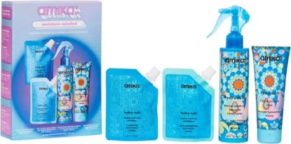 Picture of amika moisture-minded hydration routine set | gift set for dry hair, TSA travel approved