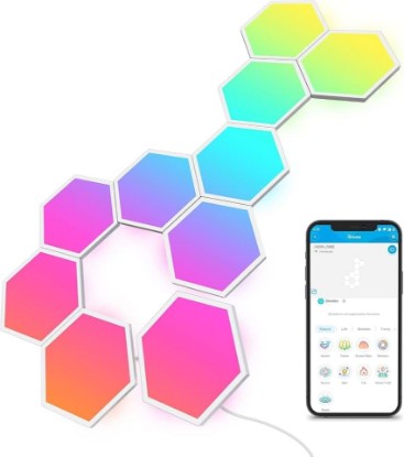 Picture of Govee Glide Hexa Light Panels, RGBIC Hexagon LED Wall Lights | Wi-Fi Smart Home Creative Wall Lights with Music Sync, Works with Alexa Google Assistant for Indoor Gaming Decor, 10 Pack