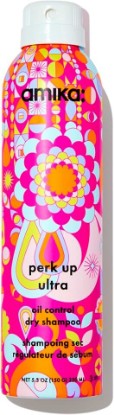 Picture of amika perk up ultra oil control dry shampoo | cleans + refreshes scalp + roots, absorbs + helps control oils, extends styles between washes, for all hair types with extra oily scalps