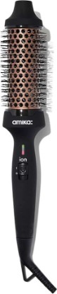Picture of amika blowout babe thermal ionic hairbrush – ionic ceramic round hot styling brush for smoothing & volume, add shine & tame frizz (barrel 1.5″) – styling tool (black)