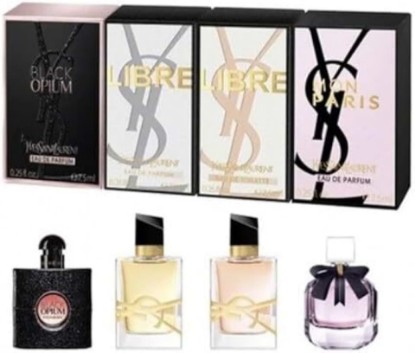 Picture of YSL 4 Pcs Minature Set (Black Oipum Edp+ Libre Edp + Libre Intense Edp +Mon Paris Edp) 7.5 Ml X 4 | Features Black Opium, Libre, Libre Intense and Mon Paris in one luxury fragrance collection.