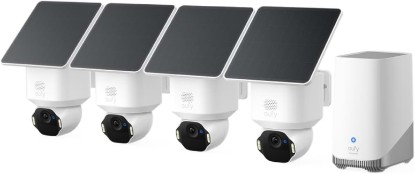 Picture of eufy Security SoloCam E42, 4-Cam Kit, 4K Solar Security Camera | AI Facial Recognition & Motion Tracking, Strobe Light, Pan & Tilt, Solar Powered, Built-in Local Storage (Up to 16TB) ClimatePartner certified