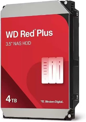 Picture of Western Digital 4TB WD Red Plus NAS Internal Hard Drive HDD - 5400 RPM, SATA 6 Gb/s, CMR, 128 MB Cache, 3.5" - WD40EFZZ