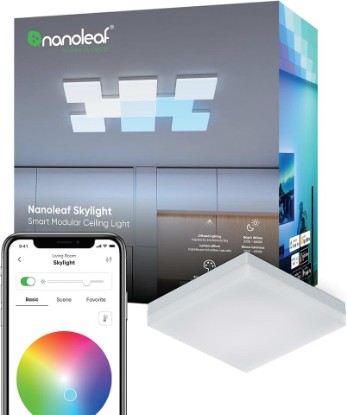 Picture of Nanoleaf Smart Ceiling Light, RGBCW LED Ceiling Lights, Expansion 1PK | Flush Mount Light Fixture with 16M+ Colors & Dynamic Scenes, Music Sync, Compatible with Alexa, 2700K-6500K, Dimmable