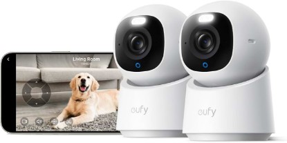 Picture of eufy Security 4K Indoor Camera E30, No Subscription, Pan and Tilt | AI Tracking, Color Night Vision, Pet/Baby/Nanny Camera with Two-Way Audio, Human/Pet Detection, Works with HomeKit (2-Pack) ClimatePartner certified