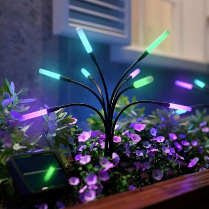 Picture of Nanoleaf Solar Garden Lights, Outdoor Pathway Lights, 2 Pack | 10 Animated Scenes & 8 Colors, USB-C & Solar Powered, Remote Control, Warm/Cool White & RGB