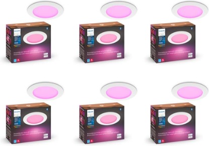 Picture of Philips Hue Smart Slim 6-Inch LED Recessed Light - White and Color Ambiance - 6 Pack - 1200LM - Indoor Ceiling - Control with Hue App - Works with Voice Assistants
