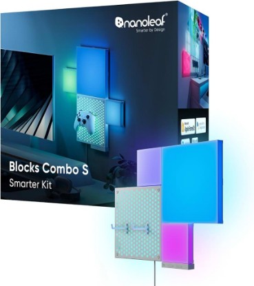 Picture of Nanoleaf Blocks Smart LED Wall Light Panels, Combo S 4PK | RGBW Gaming Lights with Music Sync, Screen Mirror, Compatible with Alexa/Google Assistant, Wall Decor Lights for Gaming Room