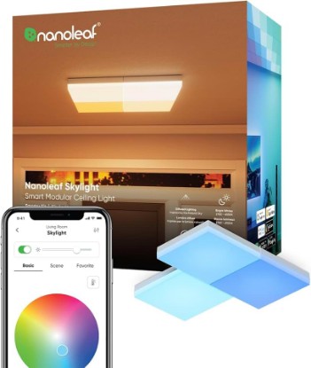 Picture of Nanoleaf Smart Ceiling Light, RGBCW LED Ceiling Lights, Smarter Kit 3PK | Flush Mount Light Fixture with 16M+ Colors & Dynamic Scenes, Music Sync, Compatible with Alexa, 2700K-6500K, Dimmable