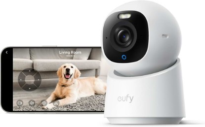 Picture of eufy Security 4K Indoor Camera E30, No Subscription, Work as Pet Camera | Nanny/Baby Camera, Pan&Tilt, AI Tracking, AI Detection, 24/7 Recording, Color Night Vision, Two-Way Audio,Works with HomeKit ClimatePartner certified