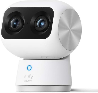Picture of eufy Security 4K Indoor Cam S350, No Subscription, Dual Cameras, 8× Zoom | 360° Coverage,Works as a Pet Camera,Nanny/Senior/Baby Monitor,AI Auto-Tracking,Human/Pet/Cry Detection,2.4/5 GHz Wi-Fi ClimatePartner certified