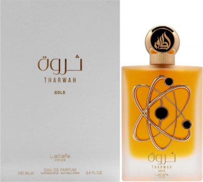 Picture of Lattafa Perfumes Tharwah Gold for Unisex Eau de Parfum Spray, 3.4 Ounce