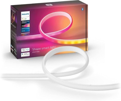 Picture of Philips Hue Indoor 6-Foot Smart LED Light Strip Base Kit with Plug - Flowing Multicolor Effect - 1 Pack - Control with Hue App - Compatible with Alexa, Google Assistant and Apple HomeKit