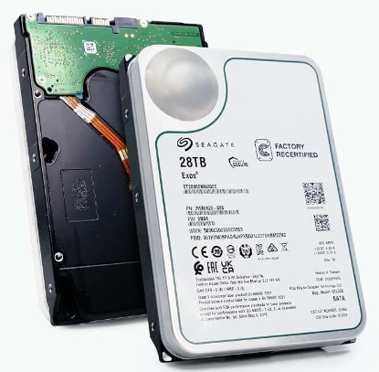 Picture of Seagate Exos 28TB Internal Hard Drive HDD - 3.5 in CMR SATA 6Gb/s, 7200 RPM, 512MB Cache, 2.5M MTBF - ST28000NM000C (Renewed)