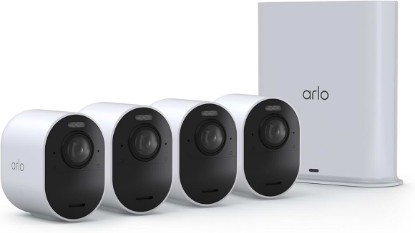 Picture of Arlo Ultra Wireless Security Camera 4K HDR (3rd Gen) - 4-Cam + SmartHub | 4K HDR video; 180° field of view; SmartHub incl.; AI detection & event captions; Emergency response; 1-mo Secure plan incl.