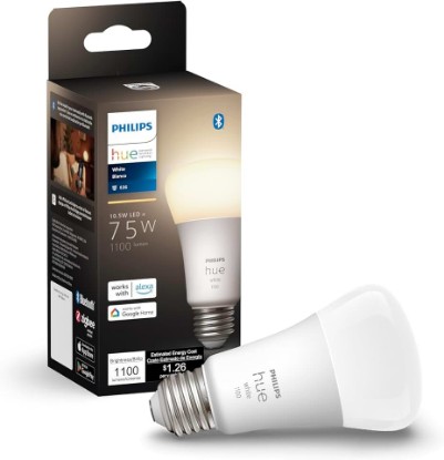 Picture of Philips Hue Smart 75W A19 LED Bulb - Soft Warm White Light - 1 Pack - 1100LM - E26 - Indoor - Control with Hue App - Works with Alexa, Google Assistant and Apple Homekit