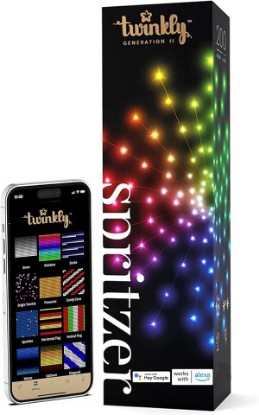 Picture of Twinkly Spritzer TWB200STP-WUS App-Controlled LED Lights Spritzer with 200 RGB (16 Million Colors) LEDs. 16 inches Diameter. White Wire. Indoor and Outdoor Smart Lighting Decoration