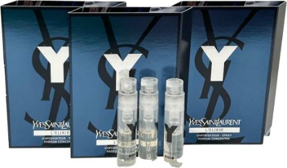 Picture of Yves Saint Laurent YSL Y Men Sample Perfume ELIXIR Spray Trial Size Partially Filled Vials 1.2 ml / 0.04 fl oz (set of 3), Black
