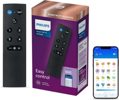 Picture of PHILIPS Smart Lighting Smart Home Remote Control, Easy to Use, Dimming, Customizable Buttons, Wide Range 50 ft, Works without Wi-Fi, Connected by WiZ, 1 Pack