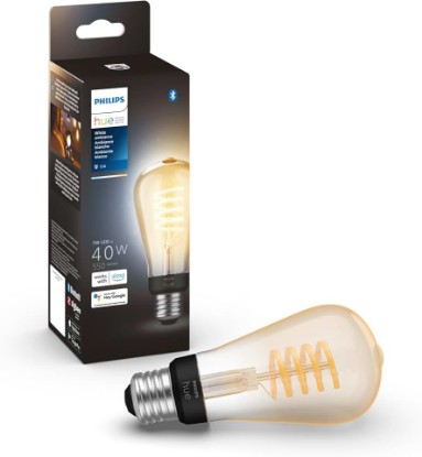 Picture of Philips Hue 7W ST19 White Ambiance LED Smart Vintage Edison Filament Bulb, Warm - Pack of 1 - E26 - Control with App - Compatible with Alexa, Google Assistant and Apple HomeKit