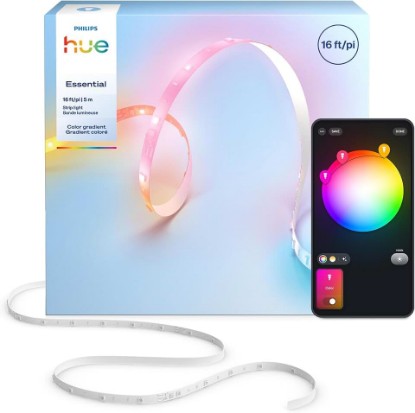 Picture of Philips Hue Essential LED Strip Light, 16ft | Vibrant Color and Ambiance, RGBIC, Flexible Indoor Lighting, Easy Installation, App and Voice Control