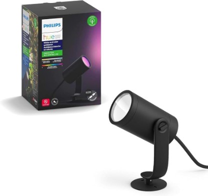 Picture of Philips Hue Lily Outdoor Smart LED Spotlight - White & Color Ambiance - Low Voltage Landscape Lighting - 1 Pack - Requires Bridge and Power Supply - Control with App and Voice - Weatherproof