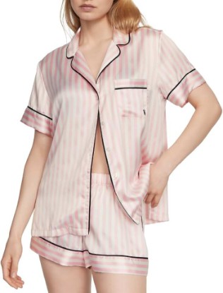 Picture of Victoria's Secret Women's Satin Pajama Set, Short Sleeve Button Down Shirt & Shorts