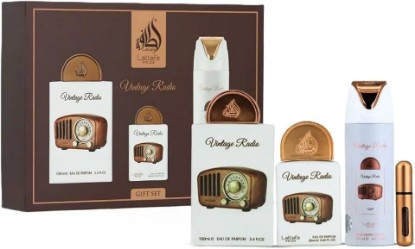 Picture of Lattafa Pride Vintage Radio 3-Piece Gift Sets – Long Lasting Arabian Perfume For Men – Eau De Parfum & Perfumed Spray – Perfume Men With Amber, Smoky Woods & Vanilla Notes - Premium Gift Box