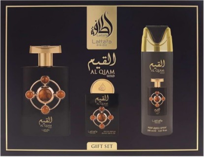 Picture of Lattafa Pride - Al Qiam Gold for Men - 3 Pc Gift Set 3.4oz EDP Spray, 6.67oz Perfumed Body Spray, 0.67oz EDP Spray