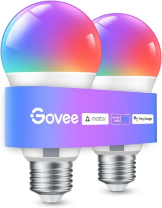 Picture of Govee Smart Light Bulbs, A19 LED Light Bulb, 800 Lumen, E26 Base | Works with Matter Alexa & Google Assistant, RGBWW Color Changing Light Bulb, Music Sync, WiFi & Bluetooth Connection, 2 Pack