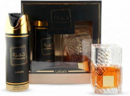 Picture of Lattafa Khamrah 2 Pcs Giftset With 100ml Edp + 200ml Perfumed Spray