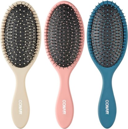 Picture of Conair Detangling Hair Brush Set, 3-Pack Detangler Brushes for Wet or Dry Hair, Gentle Detangler for All Hair Types, Bristle Hair Brushes for Women, Beige, Navy, and Coral