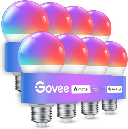 Picture of Govee Smart Light Bulbs, A19 LED Light Bulb, 800 Lumen, 8 Pack | Works with Matter Alexa & Google Assistant, RGBWW Color Changing Light Bulb, Music Sync, WiFi & Bluetooth Connection