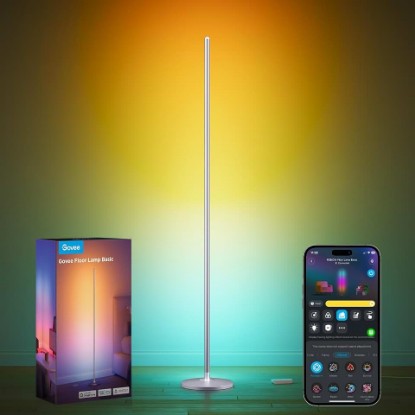 Picture of Govee RGBIC Floor Lamp, 1000lm LED Corner Lamp | Works with Alexa, Smart Modern Floor Lamp with Music Sync and Color Changing Standing Lamp for Bedroom Living Room Silver