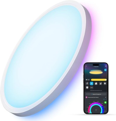 Picture of Govee Smart Ceiling Light, RGBIC 2400LM 2700K-6500K 12 Inch 1 Pack White | RGBIC LED Flush Ceiling Light Fixture, 2400LM DIY Colors, Works with Matter Alexa for Bedroom, Living Room ClimatePartner certified