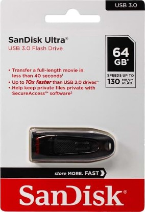 Picture of Sandisk 64GB Ultra USB 3.0 Flash Drive - SDCZ48-064G-UAM46