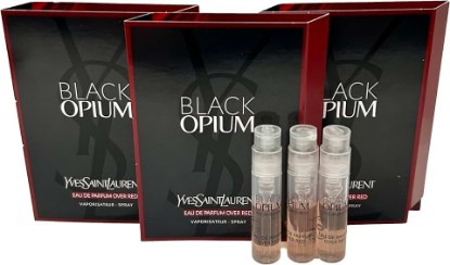 Picture of Yves Saint Laurent YSL EDP OVER RED Black Opium Sample Women Perfume 1.2 ml / 0.04 oz - set of 3