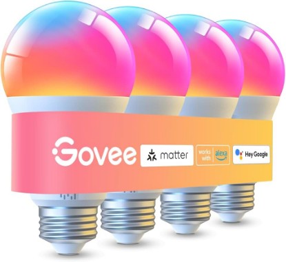 Picture of Govee LED Smart Light Bulbs, 1000LM RGBWW A19 75W E26 Base 4 Pack | Color Changing Light Bulb, Work with Matter Alexa and Google Assistant, Smart Bulbs for Bedroom, Living Room