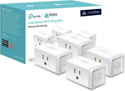 Picture of Kasa Matter Smart Plug w/ Energy Monitoring, Compact Design, 15A/1800W Max, Super Easy Setup, Works with Apple Home, Alexa & Google Home, UL Certified, 2.4G Wi-Fi Only, White, KP125M (4-Pack)
