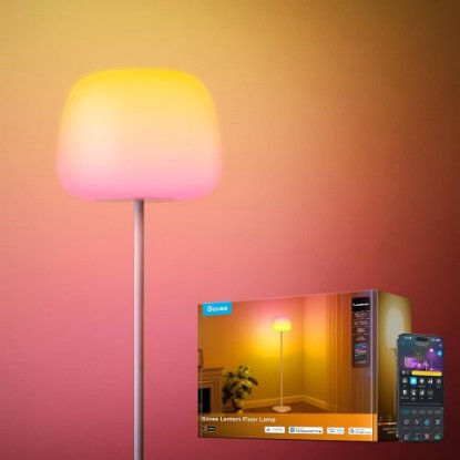 Picture of Govee Lantern Floor Lamp, Halo Gradient RGBIC Smart Corner Lamp for Bedroom | Luminblend+, 1000K-10000K, Matter Compatible, 100+ Scene Modes, Music Sync, 1400lm, Modern Floor Lamps for Living Room, White