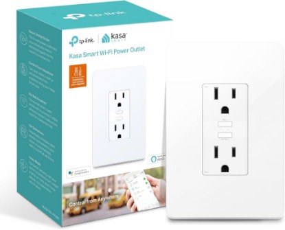 Picture of Kasa Smart Plug KP200, In-Wall Smart Home Wi-Fi Outlet Works with Alexa, Google Home, No Hub Required, Remote Control, ETL Certified , White, 1 Pack