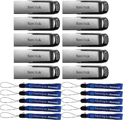 Picture of SanDisk Flash Drive 64GB Ultra Flair USB 3.0 Pen Drive 10 Pack Memory Stick Compatible with Laptops and Personal Computers -SDCZ73-064G-G46- Bundle with (10) Everything But Stromboli Lanyards | Memory Stick Compatible with Laptops and Personal Computers SDCZ73-064G-G46 Bundle with 10 Everything But Stromboli Lanyards