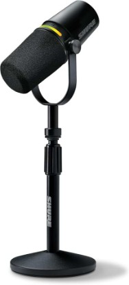 Picture of Shure MV7+ USB-C & XLR Podcast Dynamic Mic with Stand - Black | OBS-certified USB-C and XLR dynamic mic with stand, LED touch panel, auto level and pop filter for podcasting