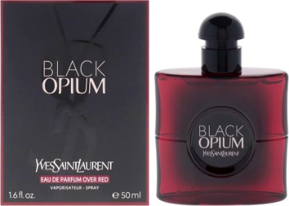 Picture of Black Opium by Yves Saint Laurent for Women 1.6 oz Eau de Parfum Over Red Spray |