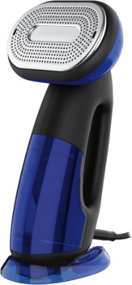 Picture of Conair 2-in-1 Handheld Steamer and Iron for Clothes, Turbo ExtremeSteam 1875W Garment Steamer and Clothing Iron,Black / Blue | Versatile vertical or horizontal garmet steamer and iron with 4 steam levels, purpose-built accessories, and an 8-foot cord