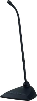 Picture of Shure MX418D/C Cardioid Condenser Gooseneck Microphone | 18-inch gooseneck mic with desktop base, 10-ft cable, logic functions, programmable switch and LED indicator