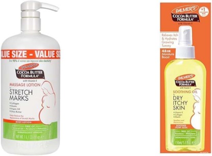 Picture of Palmer's Cocoa Butter Formula Massage Lotion For Stretch Marks, Pregnancy Skin Care & Cocoa Butter Formula Soothing Oil with Vitamin E, Dry, Itchy Skin Relief