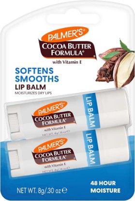 Picture of Palmer's Cocoa Butter Formula Lip Balm Duo with Vitamin E (Pack fo 2) | Moisturizes & Hydrates Dry, Cracked Lips, Protects Lips from Chapping or Cracking, Beach Bag Must-Have, 48hr Moisture
